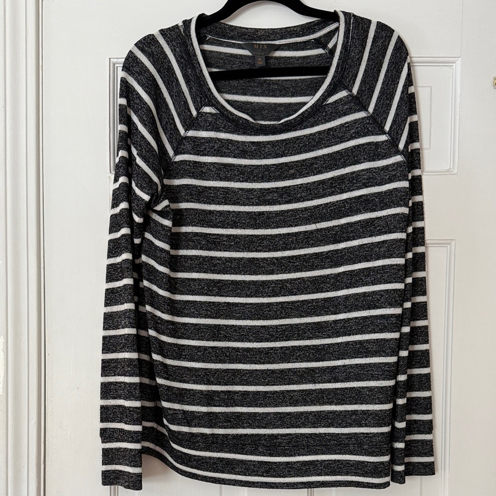 Black & White Striped Crewneck Sweater